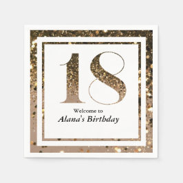 Modern minimalistisk faux guld glitter 18-årsdag pappersservett