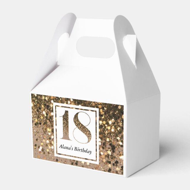 Modern minimalistisk faux guld glitter 18-årsdag presentaskar (Framsidan Sidan)