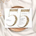 Modern minimalistisk faux guld glitter 55-årsdag inbjudningar<br><div class="desc">Modern minimalist 55:e födelsedagsfest inbjudan har snyggt faux glitter nummer 55 och dina party-detaljer i klassiskt serif-teckensnitt,  enkelt och elegant,  underbar vuxen delstensfödelsedag. guldet kan ändras till valfri färg.</div>