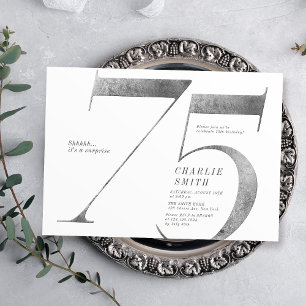 Modern minimalistisk faux silver 75:e födelsedag inbjudningar