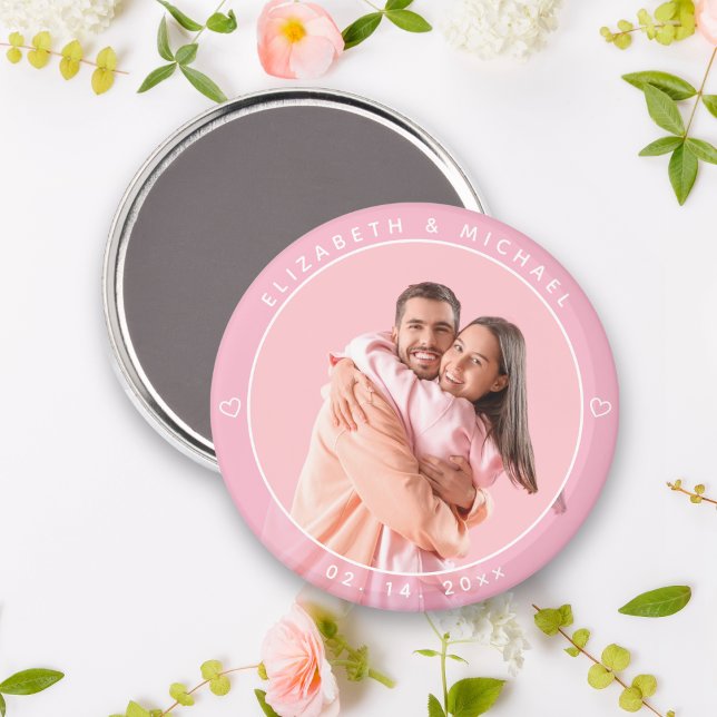 Modern, minimalistisk favorit för foto-Rosa-bröllo Magnet (Skapare uppladdad)