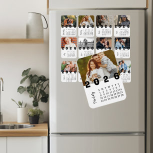 Modern minimalistisk februari 2026, fotokalender magnet