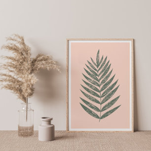 Modern minimalistisk fern Teckning i  och Grönt Poster