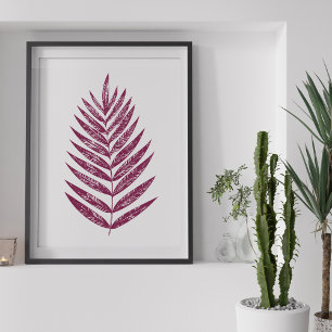Modern minimalistisk fern Teckning i Plum Poster