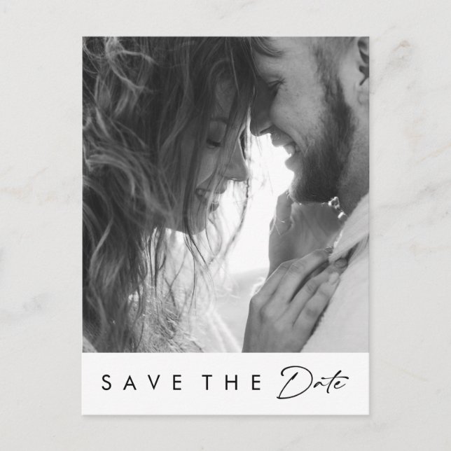 Modern Minimalistisk Fet Foto Rädda Datum Inbjudan Vykort (Framsida)