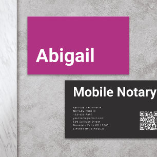 Modern minimalistisk fet Rosa Mobile Notary Visitkort