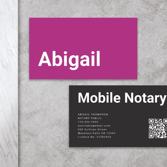 Modern minimalistisk fet Rosa Mobile Notary Visitkort (Skapare uppladdad)