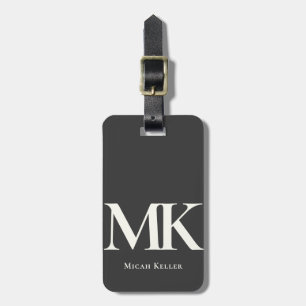 Modern minimalistisk, fet, svart och vit monogram bagagebricka