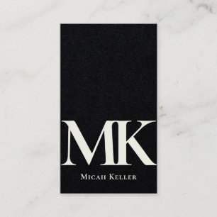 Modern minimalistisk, fet, svart och vit monogram visitkort