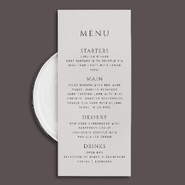 Modern minimalistisk fet typografi Bröllop Menu Meny
