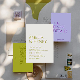 Modern minimalistisk fet Vågigt Kant Bröllop Inbjudningar