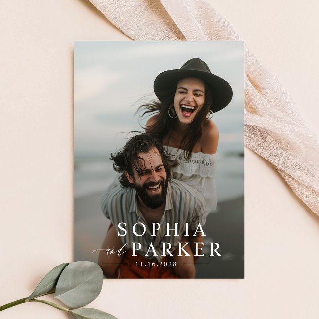 Modern minimalistisk fingeravtrycksfoto över Bröll Inbjudningar (Skapare uppladdad)