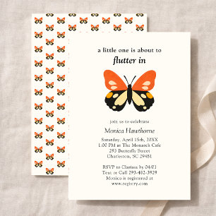 Modern Minimalistisk Fjäril Babyshower Inbjudningar
