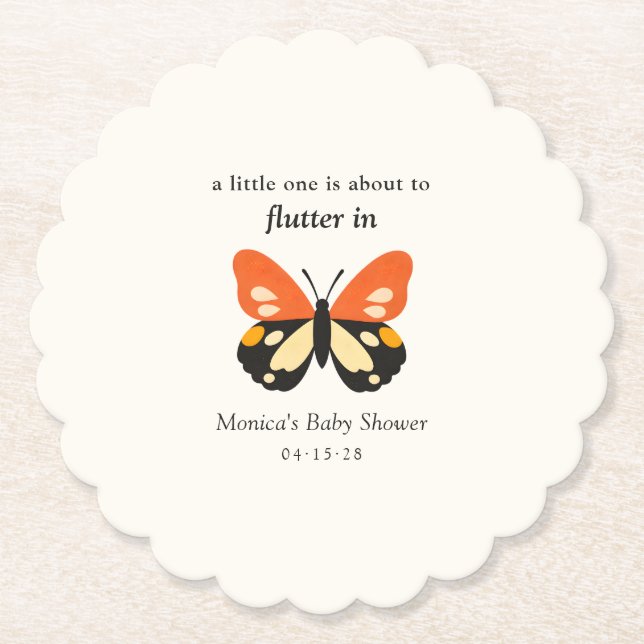 Modern Minimalistisk Fjäril Babyshower Underlägg Papper (Framsida)
