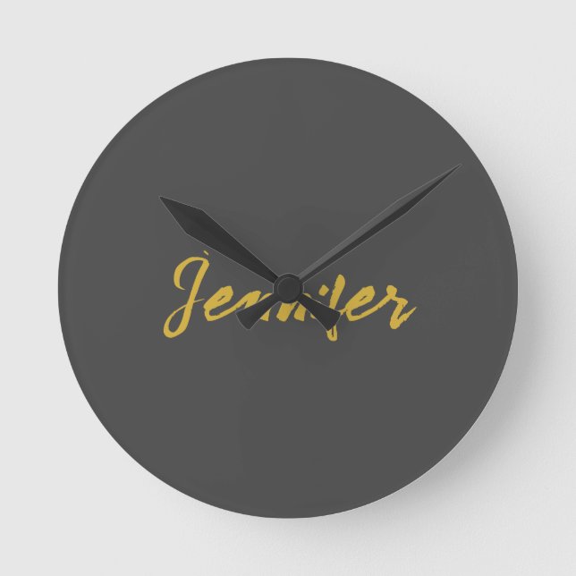 Modern minimalistisk flintkalligrafi Namn Grått Gu Rund Klocka (Framsida)