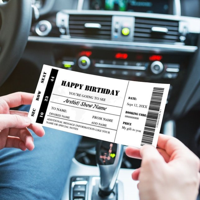 Modern Minimalistisk födelsedagskonsert i Biljett Inbjudningar (Skapare uppladdad)