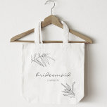 Modern Minimalistisk Foliage Bridesmaid Tote Bag Tygkasse<br><div class="desc">Anpassningsbar-designad briderad till säck med modern utformning av svartvita bladverk.</div>