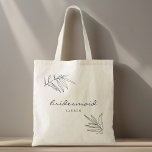 Modern Minimalistisk Foliage Bridesmaid Tote Bag Tygkasse<br><div class="desc">Anpassningsbar-designad briderad till säck med modern utformning av svartvita bladverk.</div>