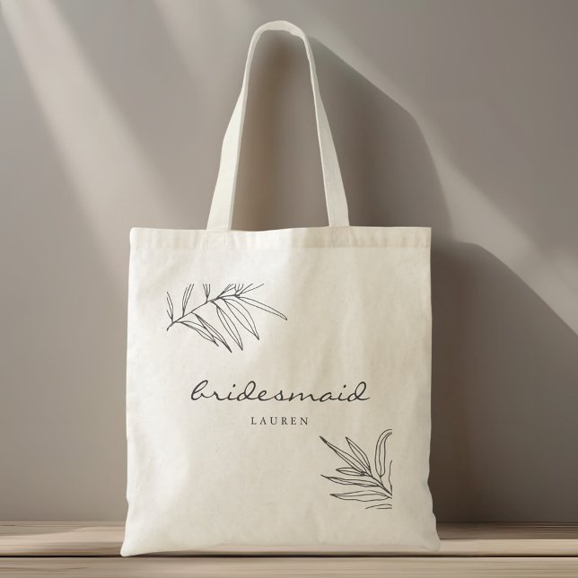 Modern Minimalistisk Foliage Bridesmaid Tote Bag Tygkasse (Skapare uppladdad)