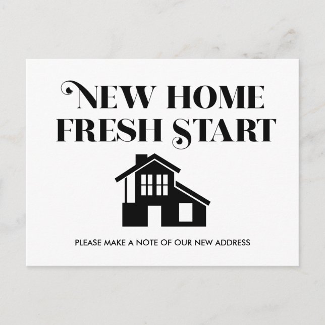 Modern minimalistisk förändring, svart Adress vit Vykort (Framsida)