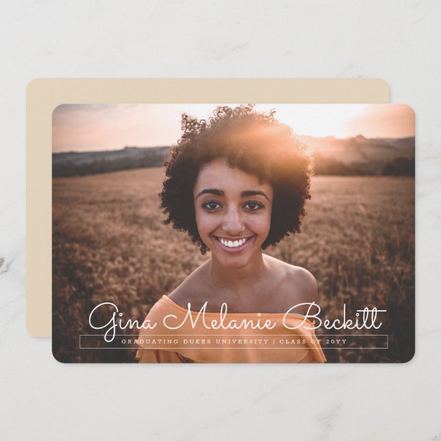 Modern minimalistisk förklaring från Studenten Inbjudningar (Fram/baksida)