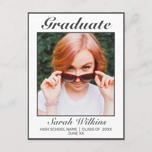 Modern minimalistisk förklaring i Vita Studenten Vykort (Framsida)