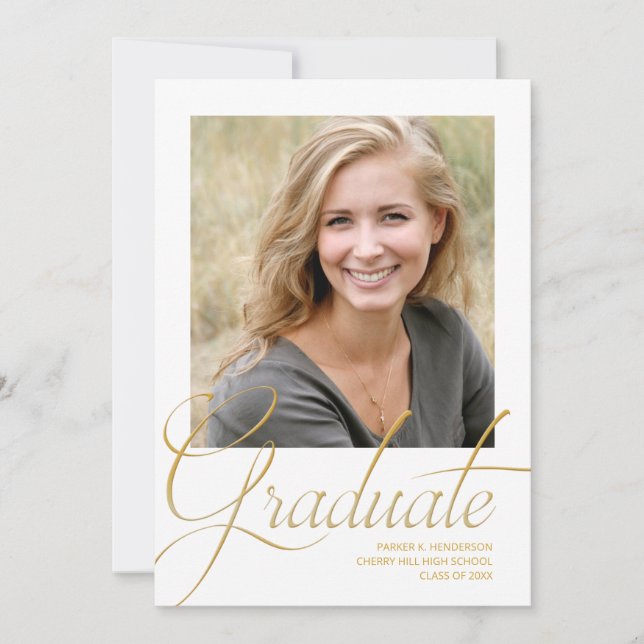 Modern minimalistisk förklaring om foto Studenten Inbjudningar (Framsida)