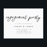 Modern Minimalistisk Förlovningsfest Vykort<br><div class="desc">En enkel modern inbjudan till förlovningsfest. Anpassa denna minimalistiska svart-vita design med dina personliga detaljer och meddelande.</div>