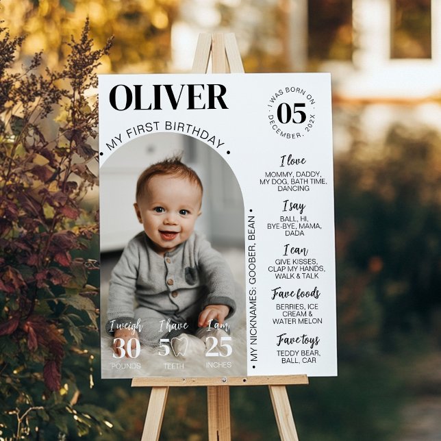 Modern minimalistisk första års foto-milstolpe poster (Skapare uppladdad)