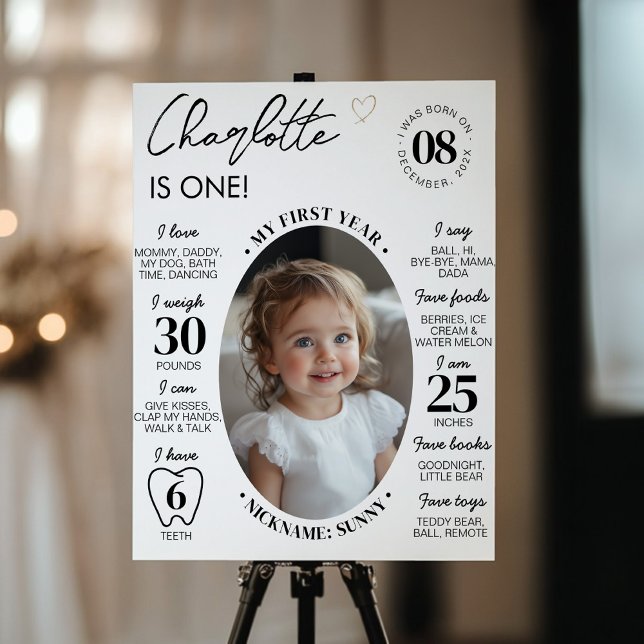 Modern minimalistisk första års foto-milstolpe poster (Skapare uppladdad)