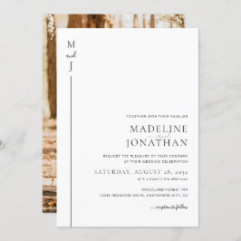 Modern minimalistisk första monogram foto Bröllop  Inbjudningar