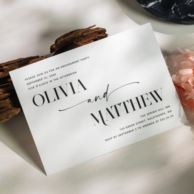 Modern minimalistisk foto bröllop förlovningsfest inbjudningar (Skapare uppladdad)