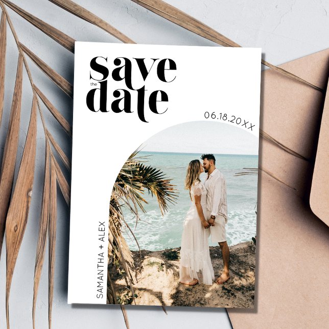 Modern minimalistisk foto Bröllop spara datum Spara Datumet (Modern Minimalist Photo Wedding Save the Date)