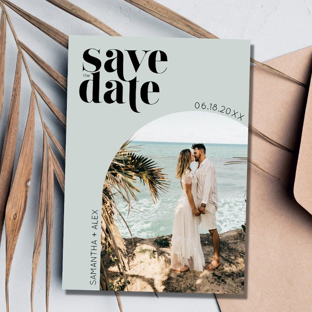 Modern minimalistisk foto Bröllop spara datum Spara Datumet (Modern Minimalist Photo Wedding Save the Date)