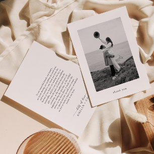 Modern minimalistisk foto Bröllop Tack Kort