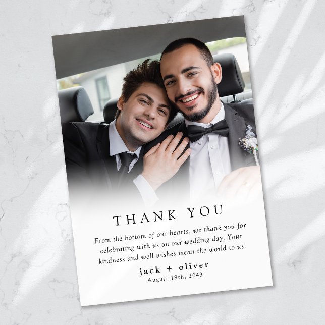 Modern minimalistisk foto Bröllop Tack Kort (Skapare uppladdad)