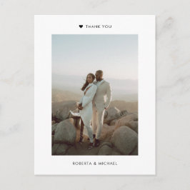 Modern minimalistisk foto Bröllop Tack Vykort