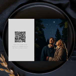 Modern minimalistisk foto bröllops QR-kod Spara Datumet