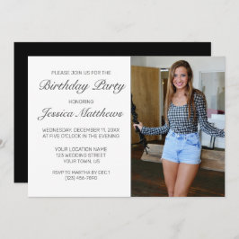 Modern minimalistisk foto Födelsedagsfest inbjudan