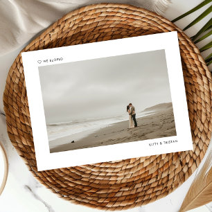 Modern minimalistisk foto Ny gifta Elopement Meddelande Vykort