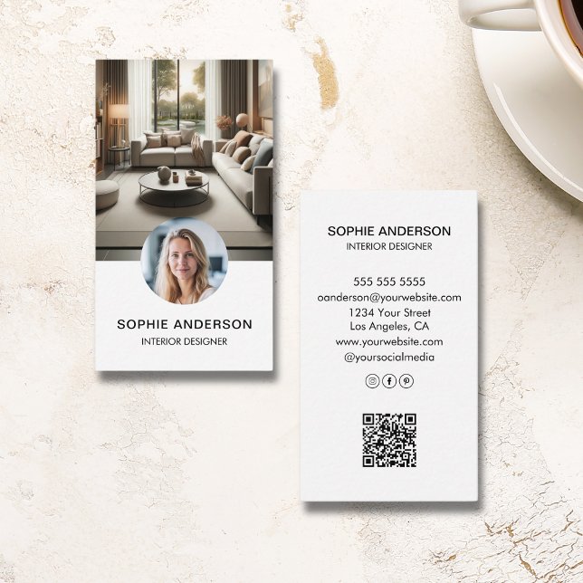 Modern Minimalistisk Foto Professionell Vit Visitkort (Modern Minimalist Photo Professional White Business Card)