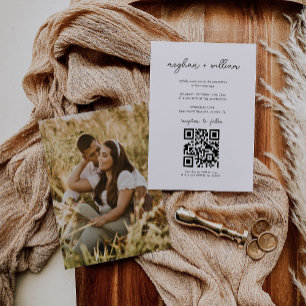 Modern, minimalistisk foto Qr-kod Bröllop Inbjudningar