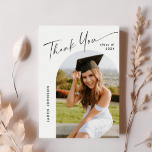 Modern minimalistisk FOTO Studenten Tack Vykort