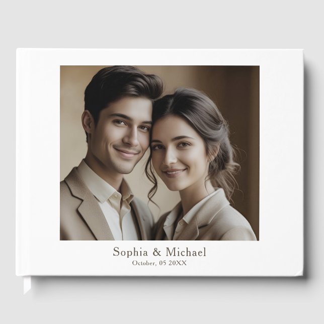 Modern Minimalistisk Fotobok för Bröllopsgäster Ma Gästböcker (Framsida)