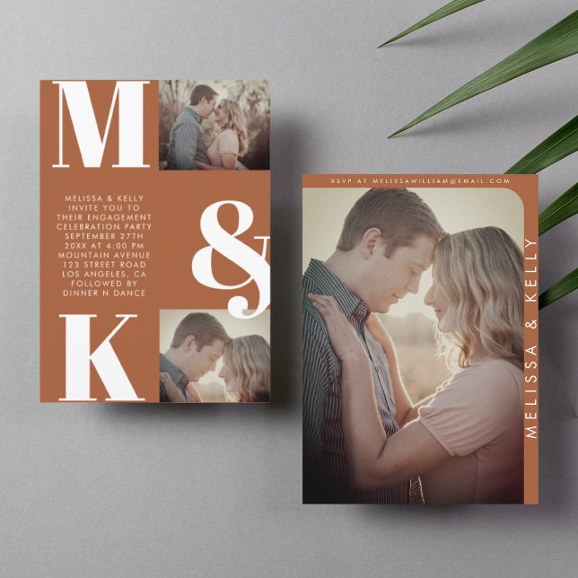 Modern Minimalistisk Fotobryllop Fet Monogram Inbjudningar (Skapare uppladdad)