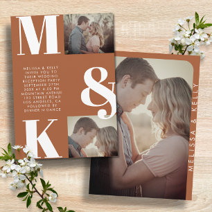 Modern Minimalistisk Fotobryllop Fet Monogram Inbjudningar