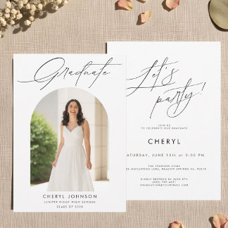 Modern Minimalistisk Fotofestkort för Examenfirand Inbjudningar