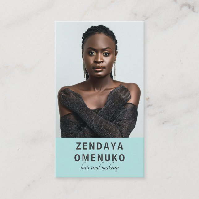 Modern minimalistisk fotofyrkant för hårmakeup-kon visitkort (Framsida)