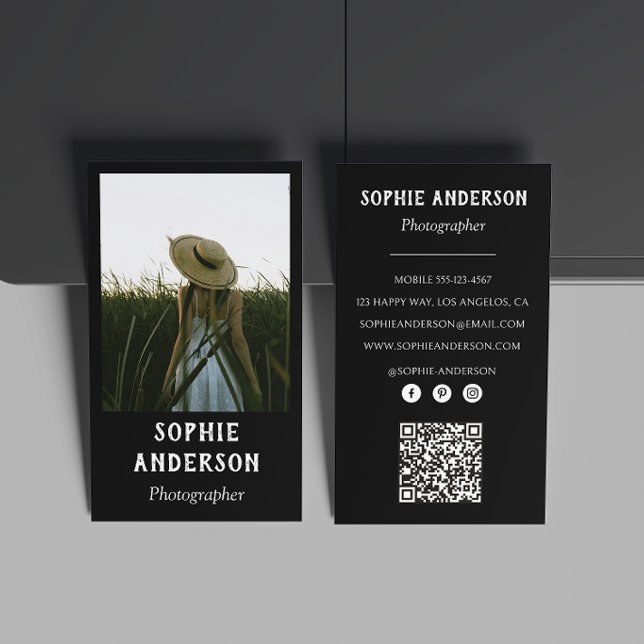 Modern minimalistisk fotograf Foto med QR-kod Visitkort (Skapare uppladdad)