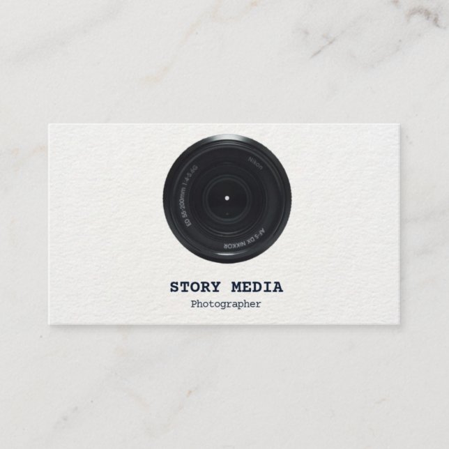 Modern Minimalistisk Fotograf Objektiv Logotyp Ver Visitkort (Framsida)